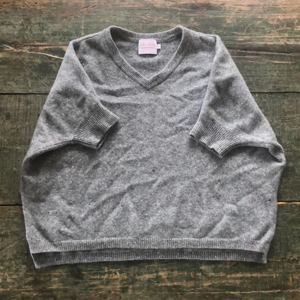 Grey cashmere cropped top